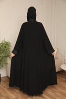 عباية نص كلوش سوداء بتطريز كمبيوتر ملكي فاخر - عبا...