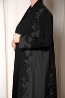 عباية ملكية نص كلوش مدموجة بقماش التفتة مع تطريز ف...