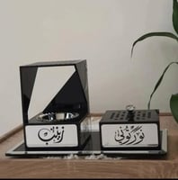 مبخرة فاخرة اكريليك فضية مع ستاند بلاسم تصميم حسب...