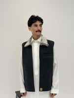 سديري أبيض بقلابي فرو جوخ