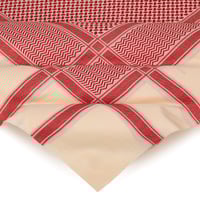 شال باشمينا احمر على بيج صوف كشميري ترمة