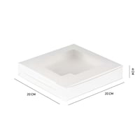 بوكس ورق فاخر مربع بطبقة عازلة و نافذة لون أبيض -...