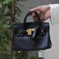 ميني بيركن اسود قفل ذهبي