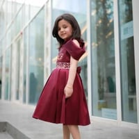 فستان كسرات عنابي