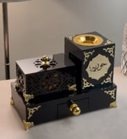 طقم مبخره الفخامه من الاكريليك الاسود والذهبي من ك...