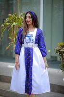 فستان شالكي ازرق مشجر