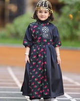 فستان بناتي اسود مشجر