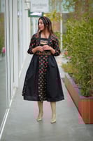 فستان شالكي اسود مشجر