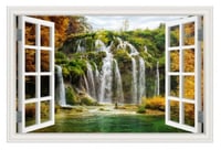 منظر نافذة تطل على شلالات