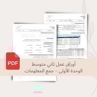 أوراق عمل المهارات الرقمية- ثاني متوسط (الوحدة الأ...