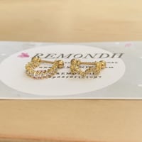 حلق بيرسنق ذهبي - فضي كرستال 16g