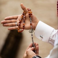 سبحة رجالي بالاسم احجار الماربل ابيض