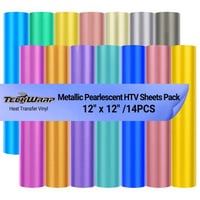 مجموعة فينيل حراري ميتلك لؤلؤي 14PCS قياس 12x12 ان...