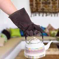 قفازات يد جلد مبطن فرو - حماية عالية لليد والذراع،...