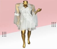 طقم عرايسي حرير قصير قطعتين 8153