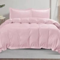 تلبيسة لحاف فندقي مفرد ونص 3 قطع -وردي