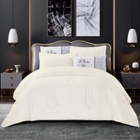 طقم لحاف جاكار مطرز مفرد ونص -4 قطع اوف وايت