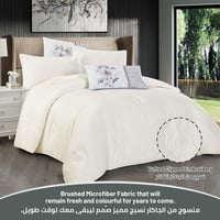 طقم لحاف فندقي إيطالي مطرز مزدوج -6 قطع اوف وايت