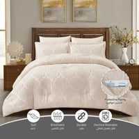 طقم لحاف فندقي مطرز مفرد ونص -4 قطع لينين