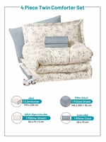 مفرش نورش وجهين قطن 100% مفرد ونص 4 قطع