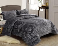 طقم مفرش روما مخمل شتوي مزدوج -6 قطع