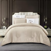 طقم لحاف جاكار مطرز مزدوج -6 قطع بيج