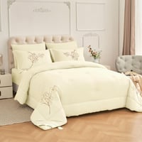 مفرش لويزيانا مطرز مفرد ونص 4 قطع حشوة ثابتة سكري