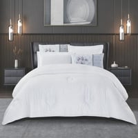 طقم لحاف فندقي إيطالي مطرز مفرد ونص -4 قطع أبيض