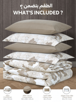 مفرش نفر ونص مطبوع بتصميم زهري انسيابي