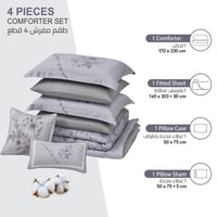 مفرش نورش وجهين قطن 100% مفرد ونص 4 قطع