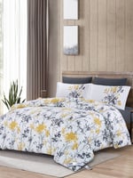 مفرش نفر ونص مطبوع بنمط نباتي ناعم