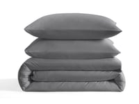 تلبيسة لحاف بدون حشوة مزدوج 4 قطع - رمادي غامق