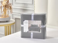 تلبيسة لحاف بدون حشوة مزدوج 4 قطع - رمادي غامق