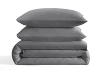 تلبيسة لحاف بدون حشوة مفرد ونص 3 قطع - رمادي غامق