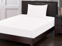 شرشف فيتد مطاط مفرد ونص 2 قطع - أبيض