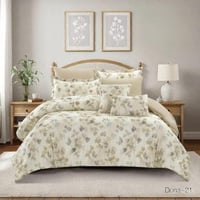 مفرش دونا مشجر قطن فاخر مزدوج - 10 قطع