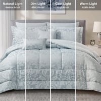 طقم لحاف جاكار مطرز مزدوج 8 قطع فضي