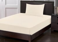 شرشف فيتد مطاط مفرد ونص 2 قطع - بيج فاتح