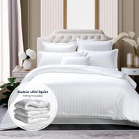 مفرش فندقي مزدوج - 9 قطع -ابيض