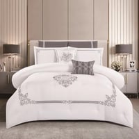 طقم لحاف نتاليا وجهين مطرز -مزدوج 8 قطع