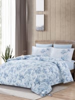 مفرش صيفي مزدوج بنقشة زهور باللون الأزرق