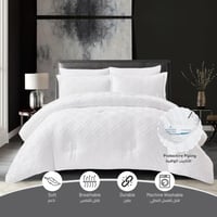 طقم لحاف فندقي مطرز مزدوج -6 قطع أبيض