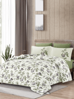 مفرش نفر ونص صيفي بنمط زهور خفيف وأنيق