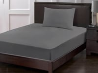 شرشف فيتد مطاط مفرد ونص 2 قطع - رمادي غامق