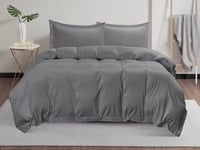 تلبيسة لحاف بدون حشوة مزدوج 4 قطع - رمادي غامق