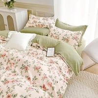 طقم لحاف مزدوج منسوج من القطن الناعم 6 قطع