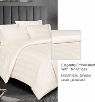 طقم لحاف سرير فندقي جاكار 7 قطع ايطالي- اوف وايت