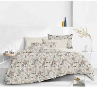 مفرش نورش صيفي مفرد 4 قطع -بيج مشجر