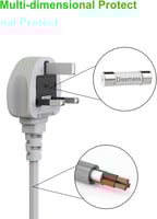 مشترك توصيلة كهرباء 3 مخارج مع منفذين للشحن