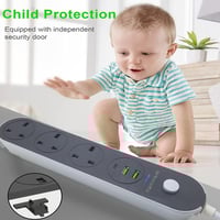 مشترك توصيلة كهرباء 3 مخارج مع منفذين للشحن